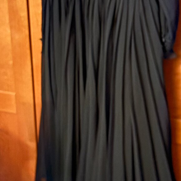 Polo Ralph Lauren Sz 14 Black Georgette Lace Trim Pleated Long Dress Chic - Picture 12 of 12